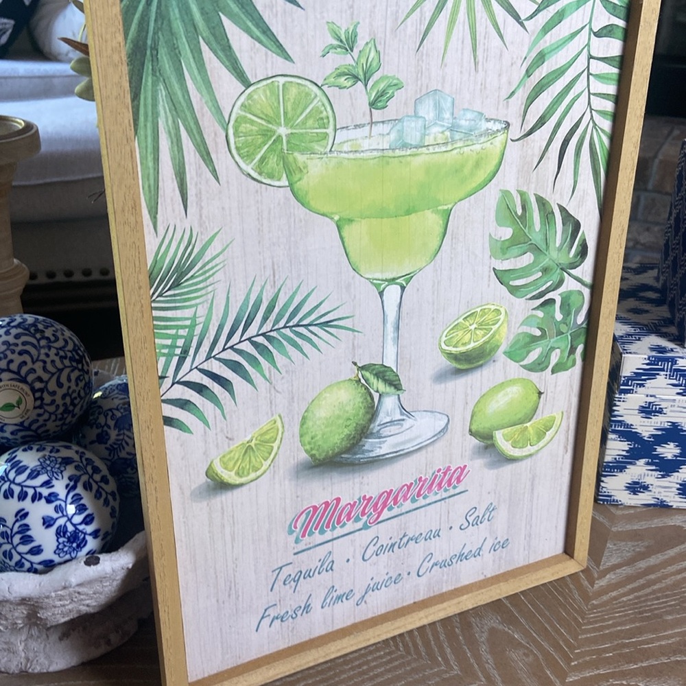 NEW! Vintage Inspired Tropical Margarita Recipe Framed Wood Sign - Picture 10 of 10